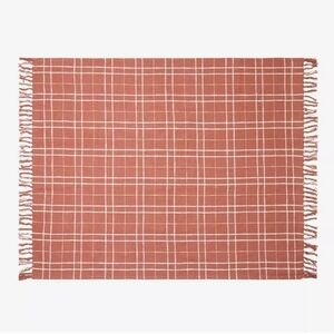 Little Korboose April Nemeth, New Woven Terracotta Plaid Cotton Throw Blanket